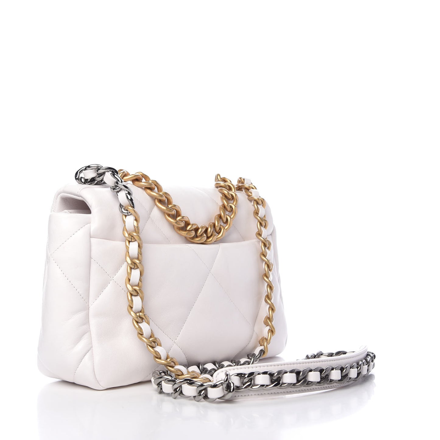 Lambskin Quilted Medium Chanel 19 Flap White