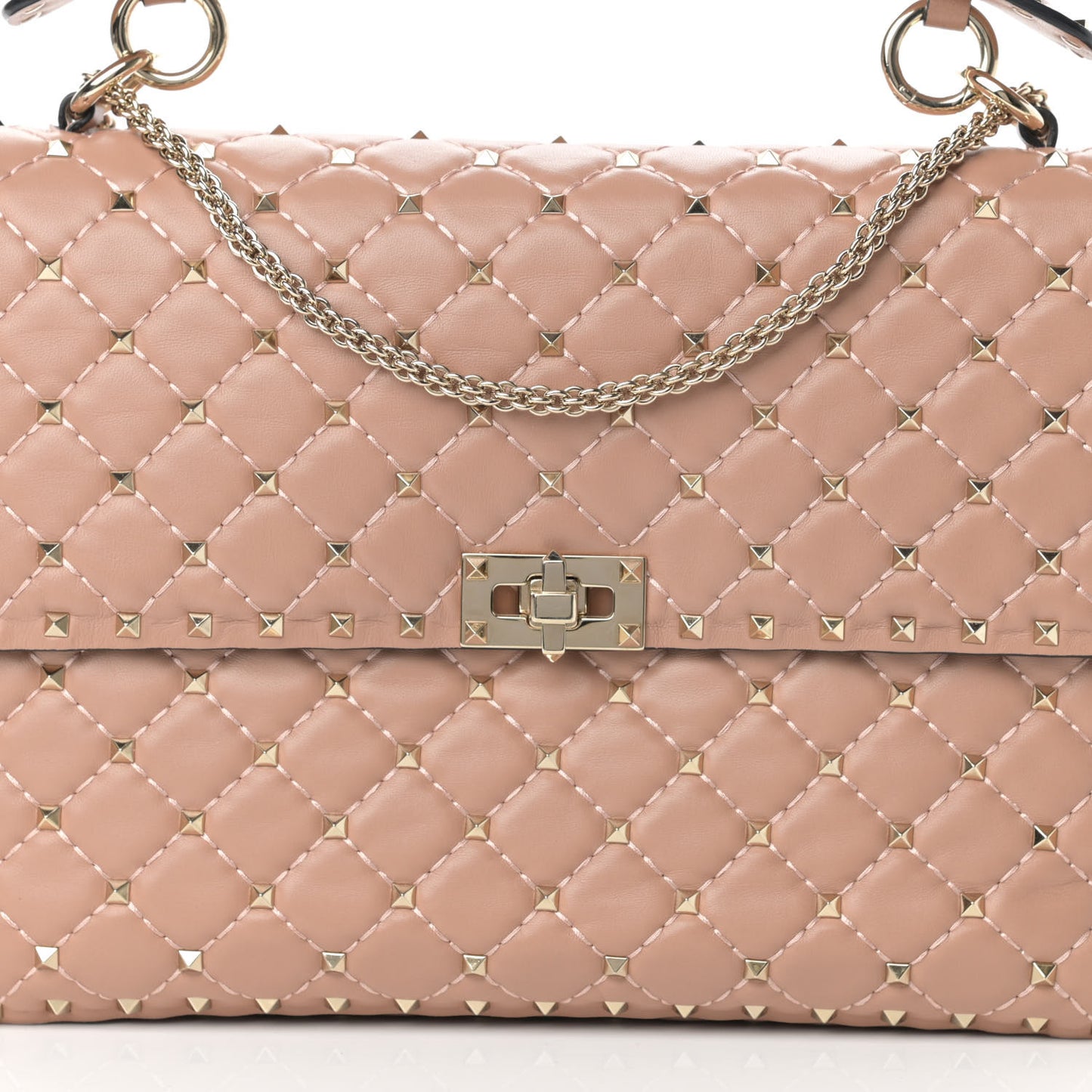 Nappa Large Rockstud Spike Shoulder Bag Soft Noisette