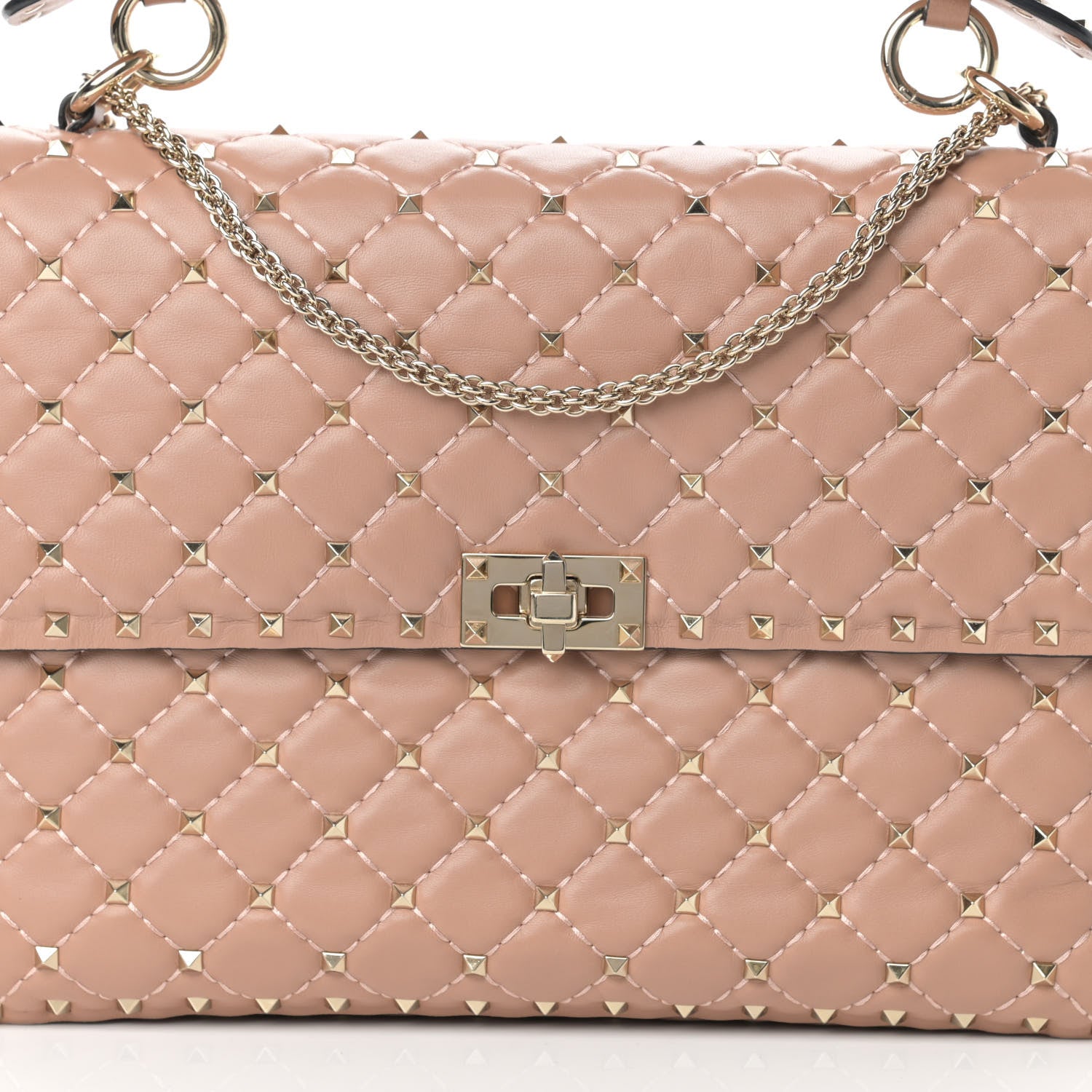 Valentino Garavani Nappa Large Rockstud Spike Shoulder Bag Soft Noisette 7 of 13