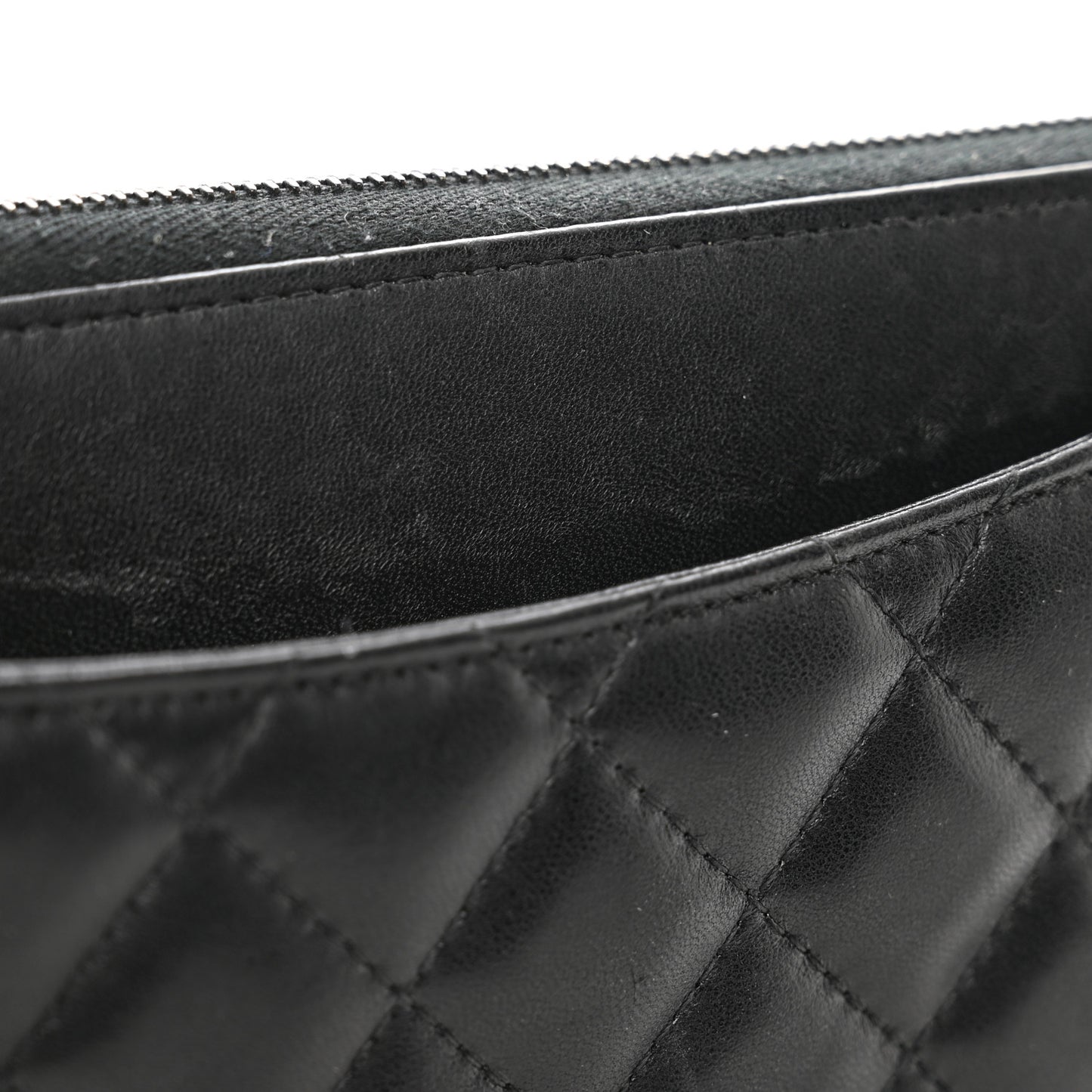 Lambskin Quilted Large Gusset Zip Around Wallet So Black