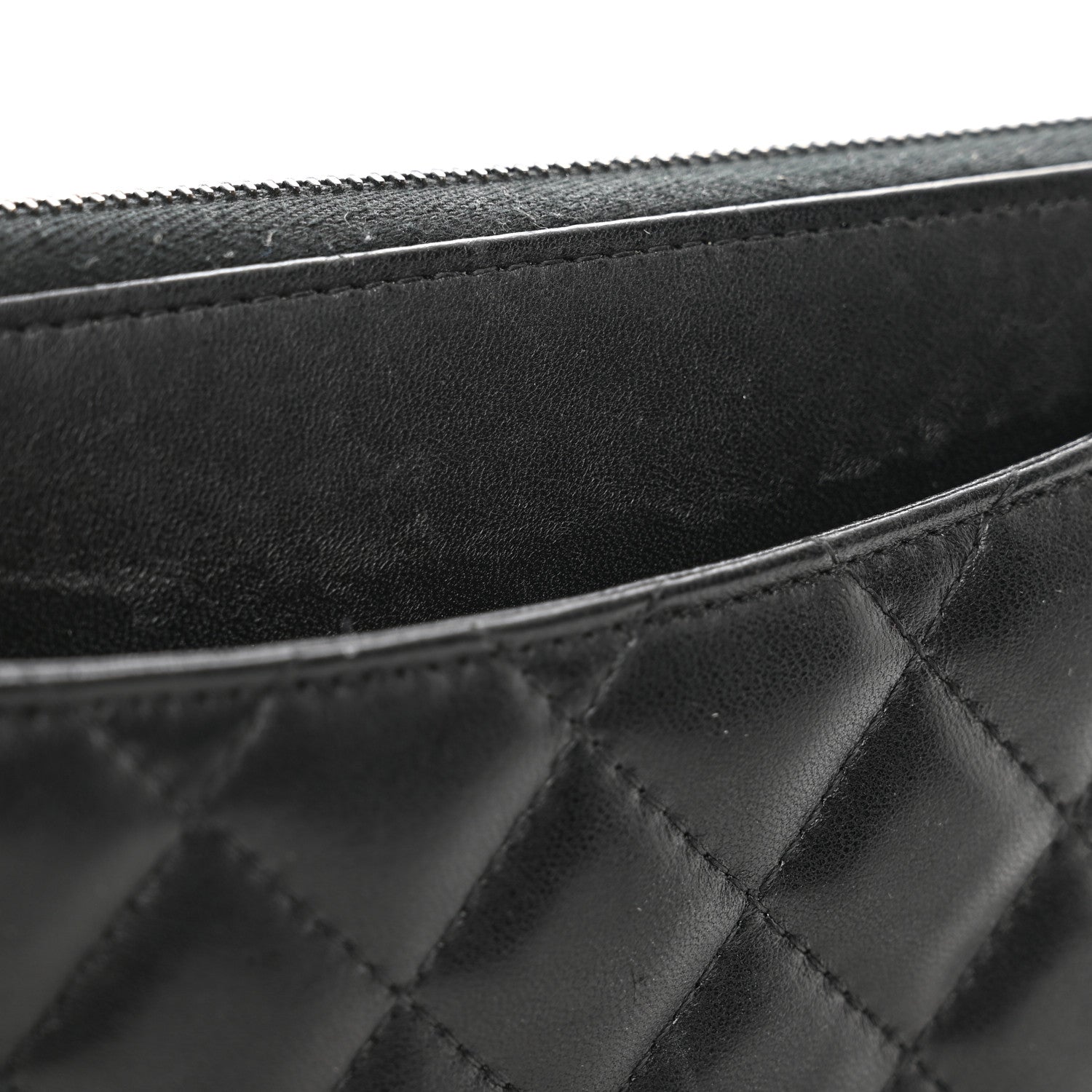 Chanel Lambskin Quilted Large Gusset Zip Around Wallet So Black 12 of 13