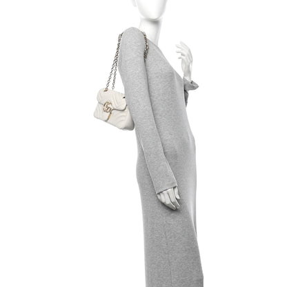Gucci Lambskin Matelasse Small GG Marmont Shoulder Bag White 2 of 10