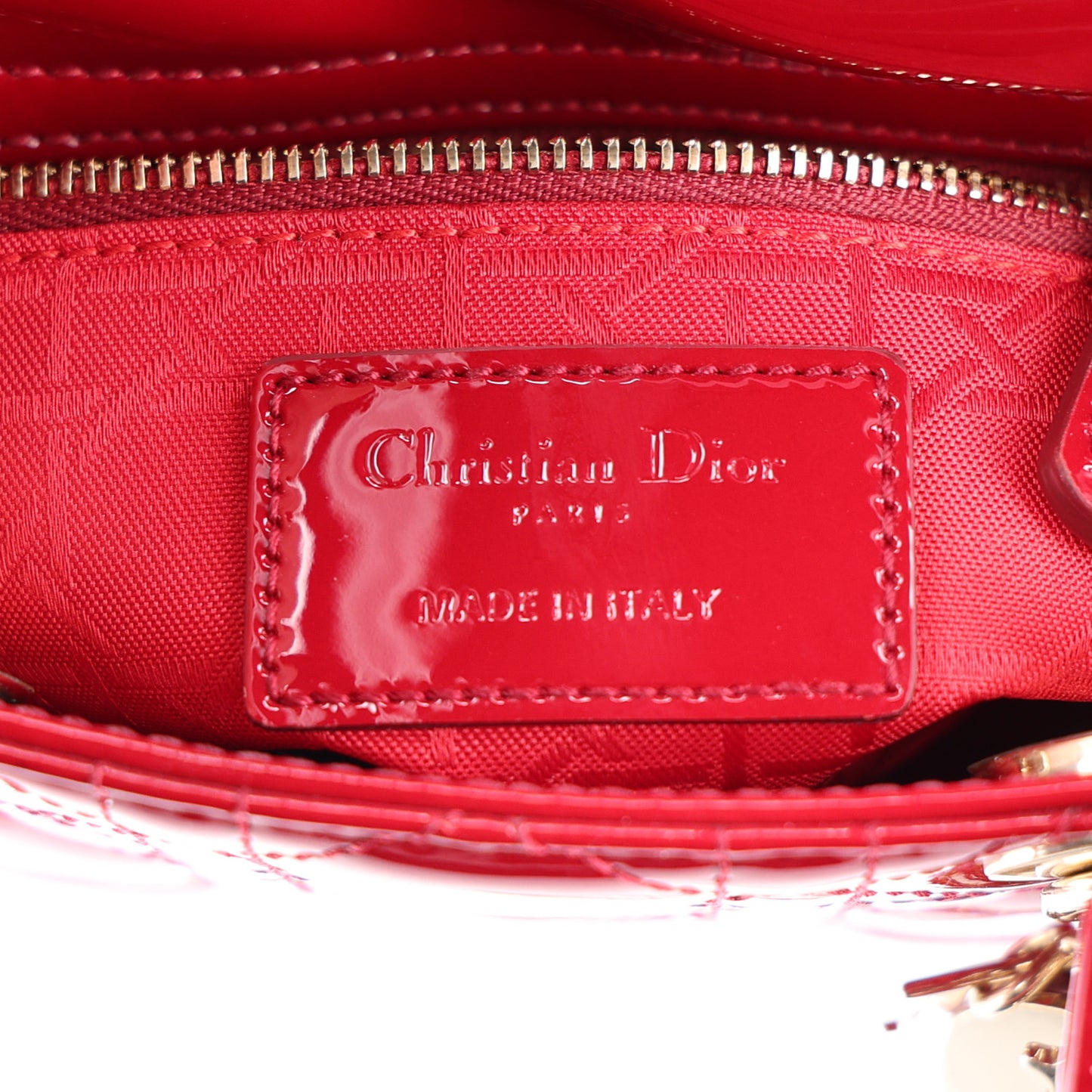 Patent Cannage Mini Lady Dior Red