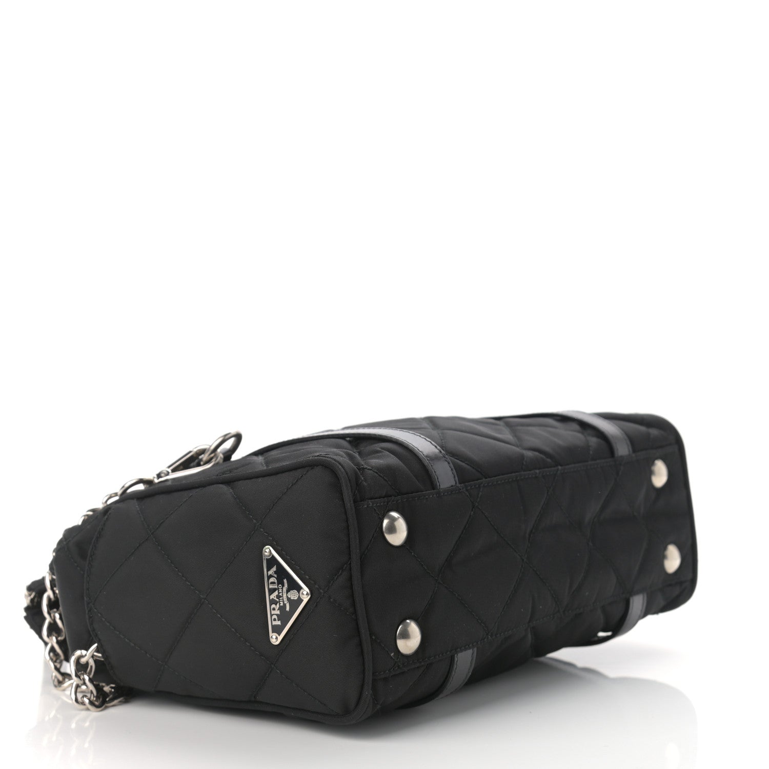 Prada Nylon Tessuto Quilted Chain Shoulder Bag Black 4 of 9