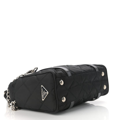 Prada Nylon Tessuto Quilted Chain Shoulder Bag Black 4 of 9