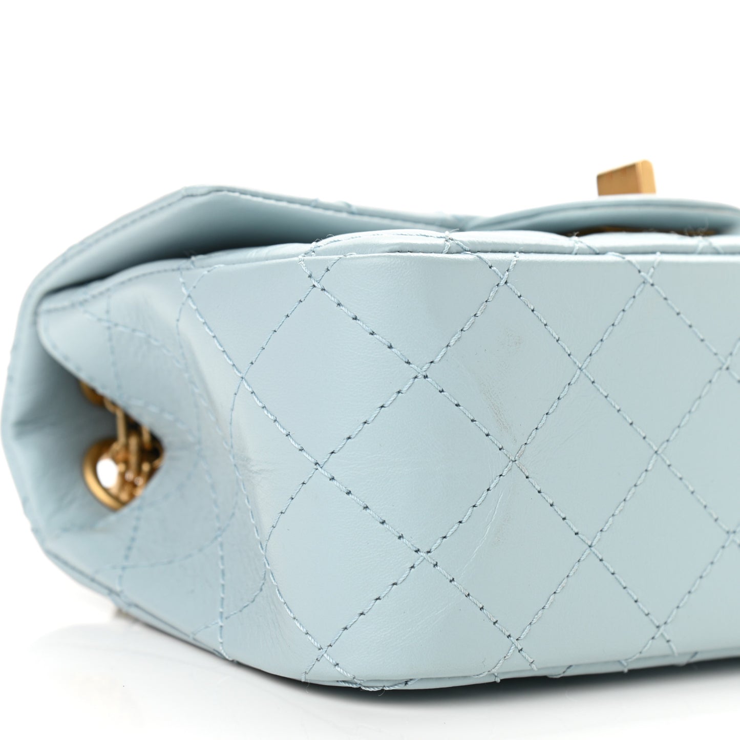 Aged Calfskin Quilted 2.55 Reissue Mini Flap Light Blue