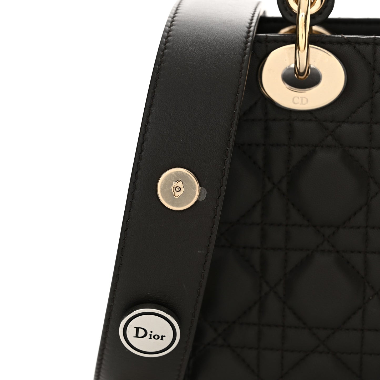 Lambskin Cannage Small Lucky Badges My Lady Dior Dark Grey