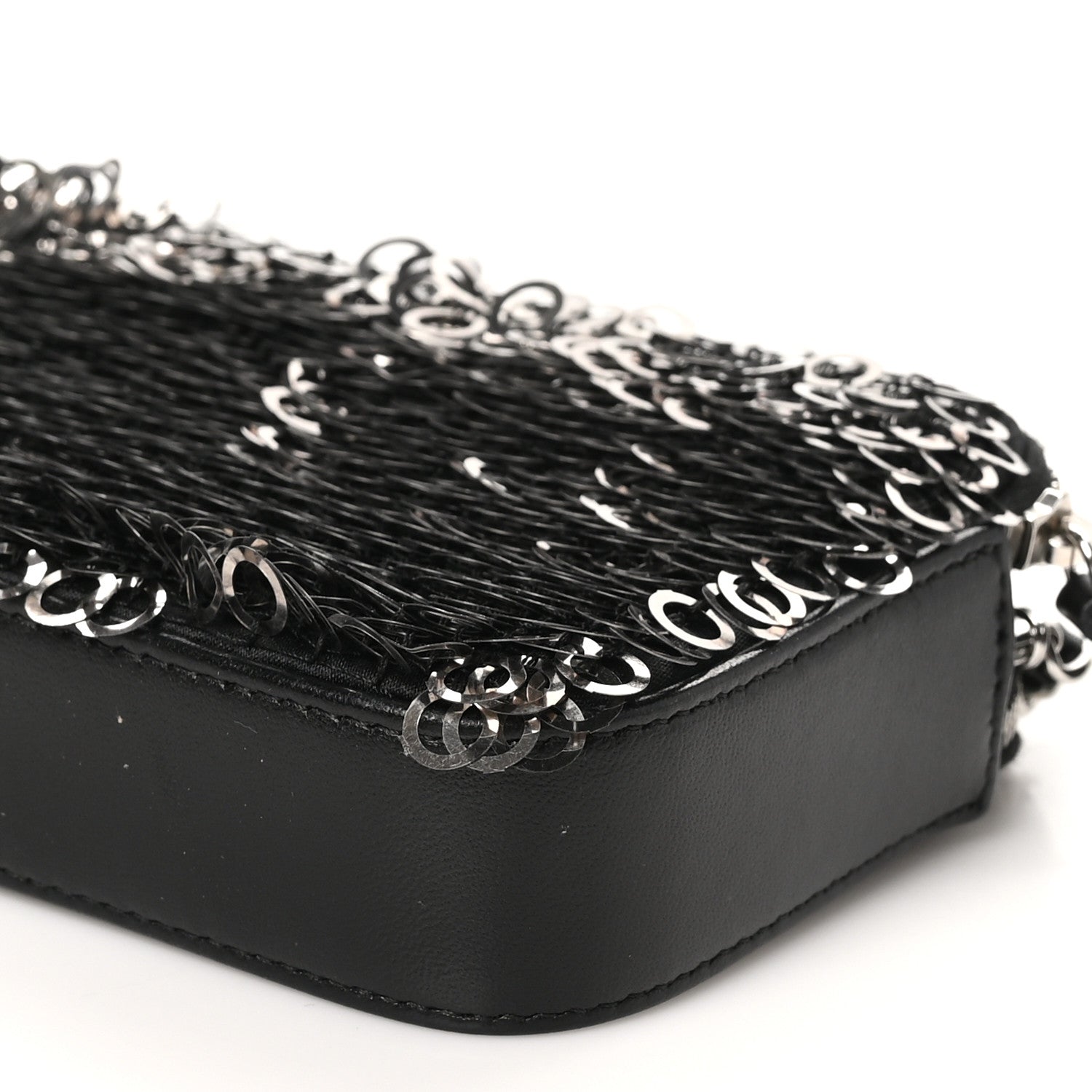 Chanel Sequin Lambskin Summer Night Clutch With Chain  Black Silver 11 of 11