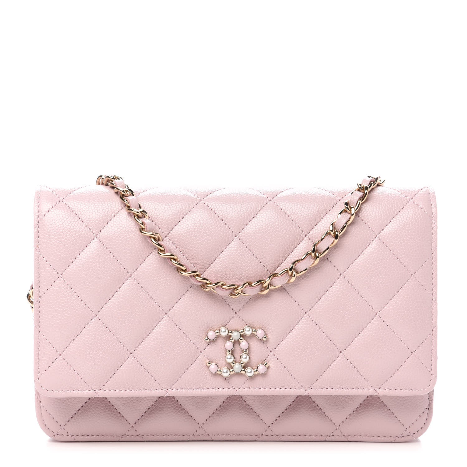 Chanel Caviar Quilted Coco Candy Wallet On Chain WOC Light Pink 1 of 12