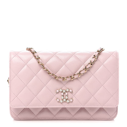 Chanel Caviar Quilted Coco Candy Wallet On Chain WOC Light Pink 1 of 12