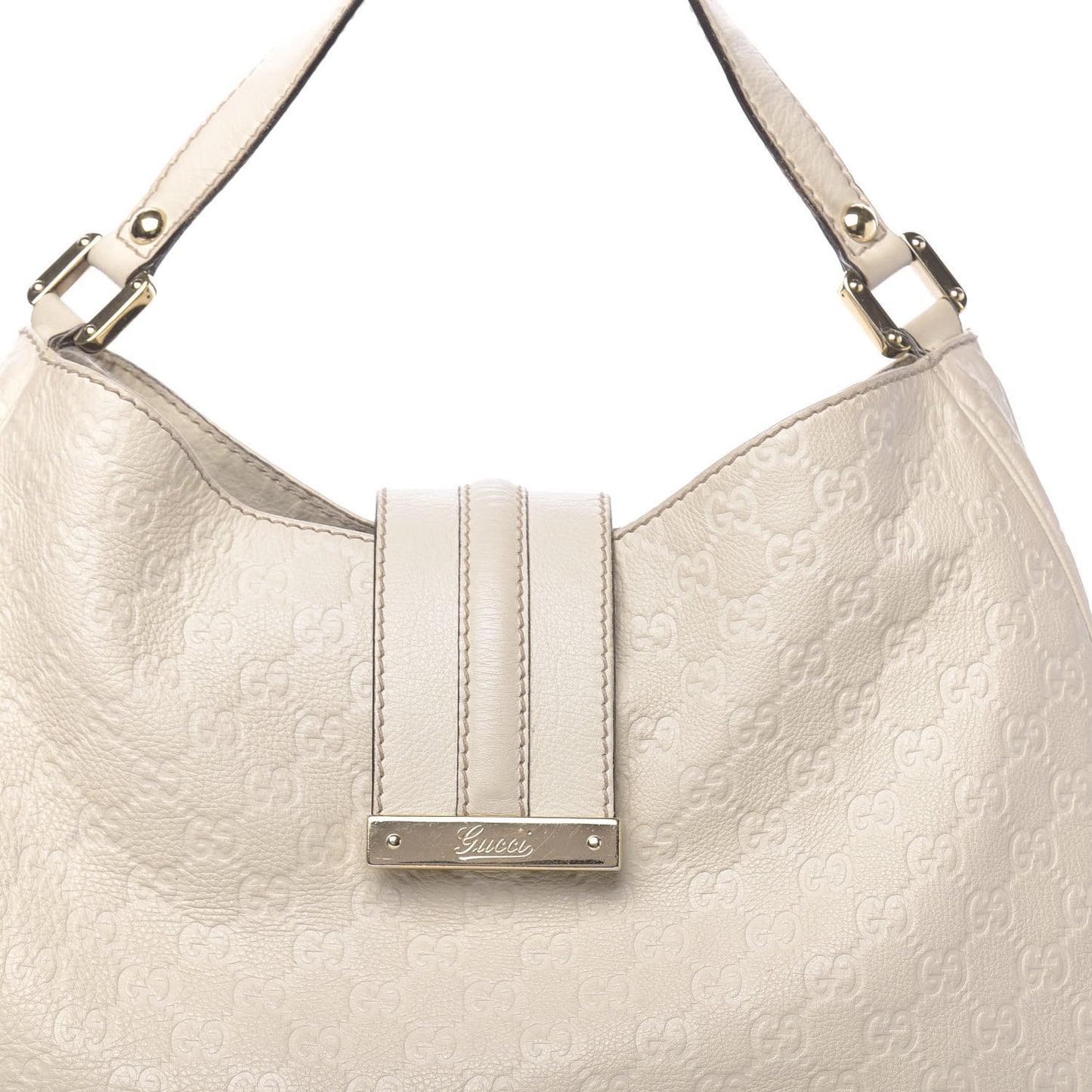 Guccissima Large New Ladies Web Hobo Off White