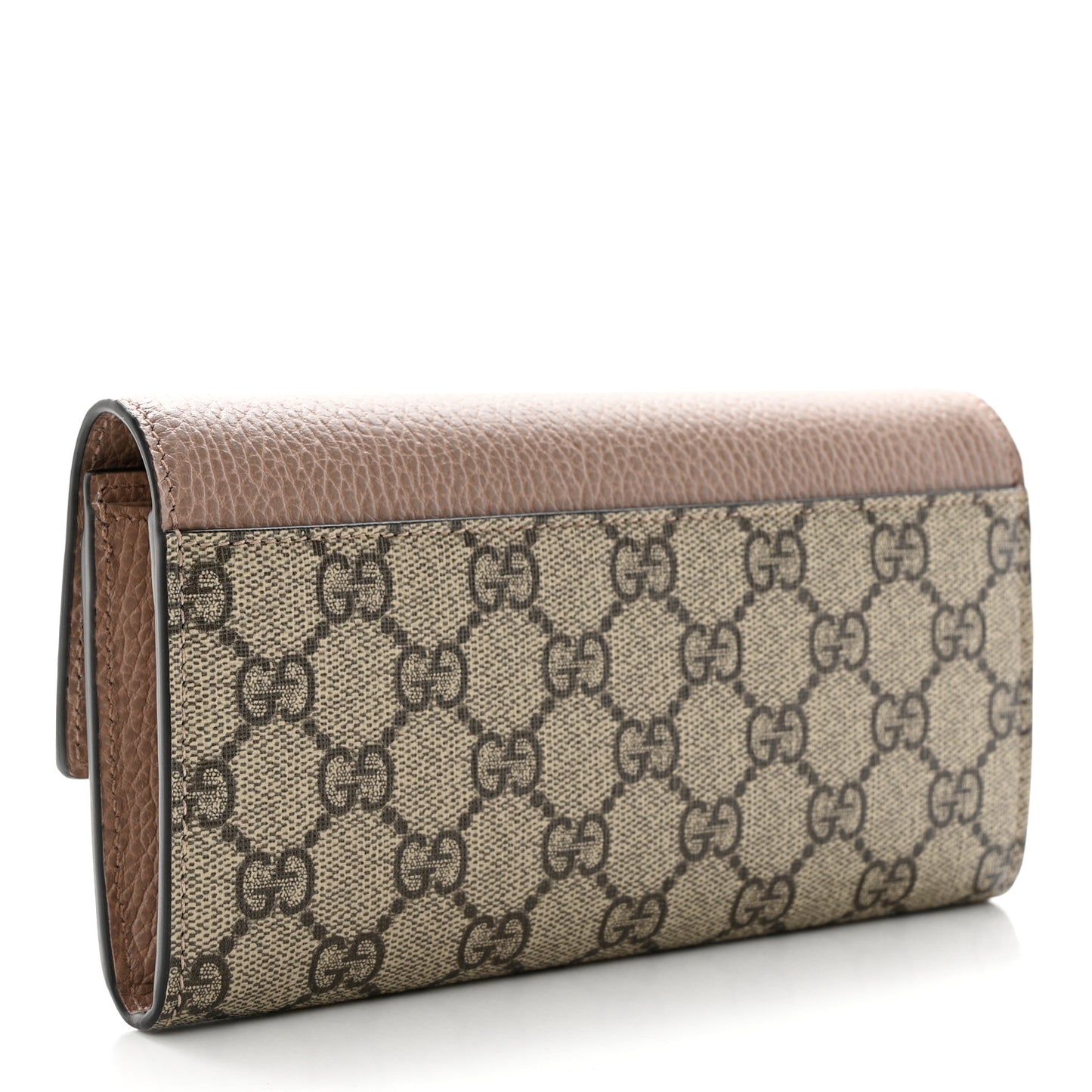 Dollar Calfskin GG Supreme Monogram GG Marmont Continental Wallet Porcelain Rose Beige Ebony