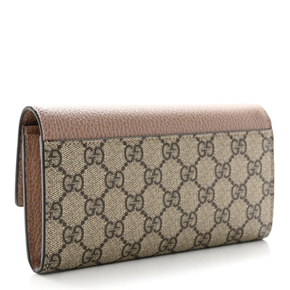 Gucci Dollar Calfskin GG Supreme Monogram GG Marmont Continental Wallet Porcelain Rose Beige Ebony 3 of 9