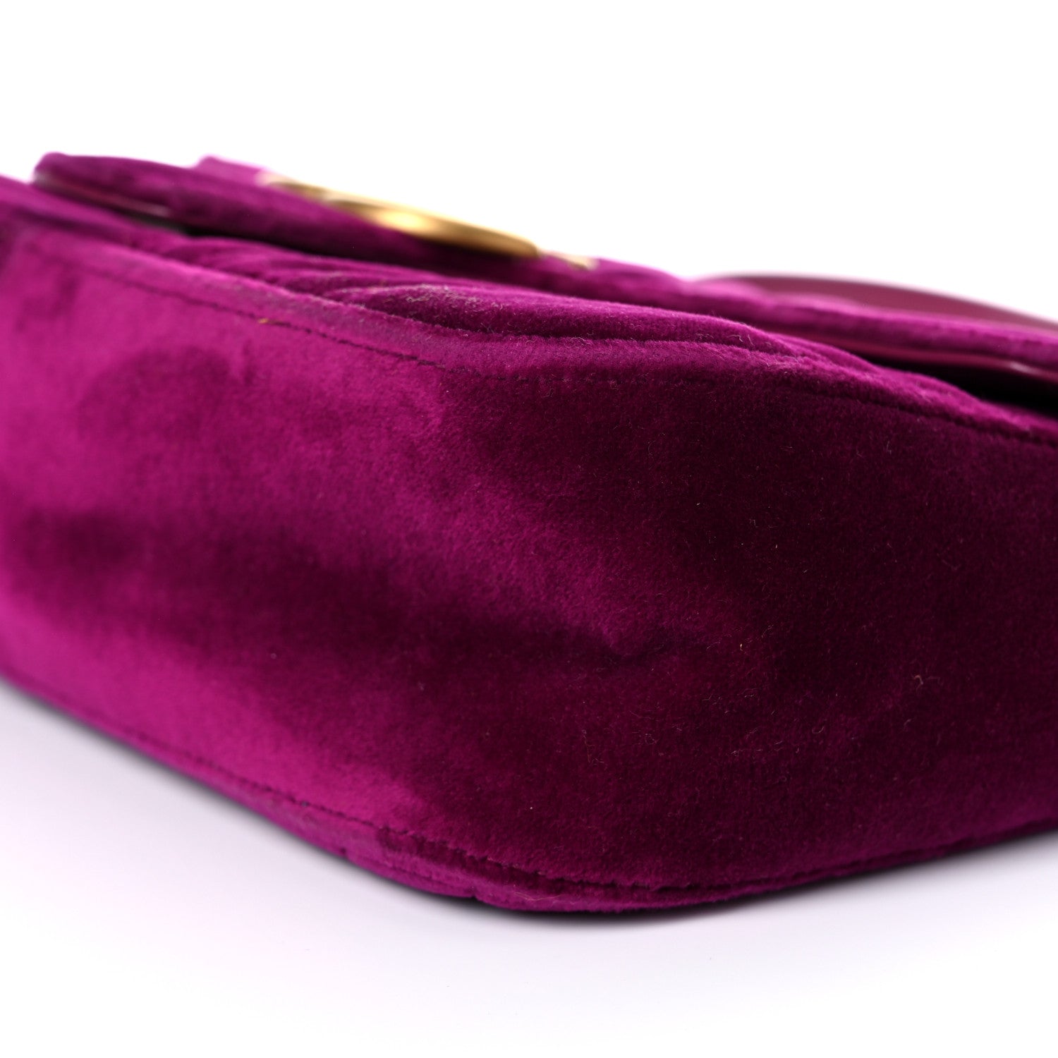Gucci Velvet Matelasse Small GG Marmont Shoulder Bag Fuchsia Violet Cyclamen 10 of 22