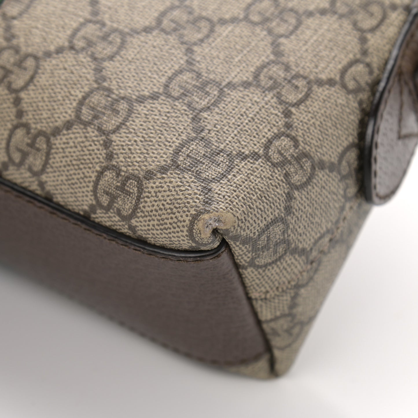 GG Supreme Monogram Textured Dollar Calfskin Web Small Ophidia Dome Shoulder Bag Beige Ebony New Acero