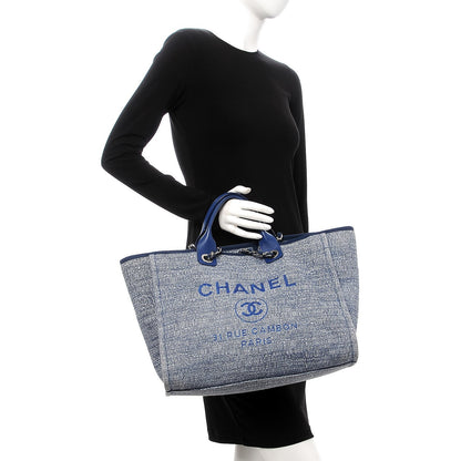Chanel Canvas Large Deauville Tote Blue 3 of 10