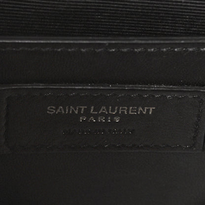 Saint Laurent Calfskin Crocodile Embossed Medium Monogram Envelope Chain Shoulder Bag Black 7 of 9