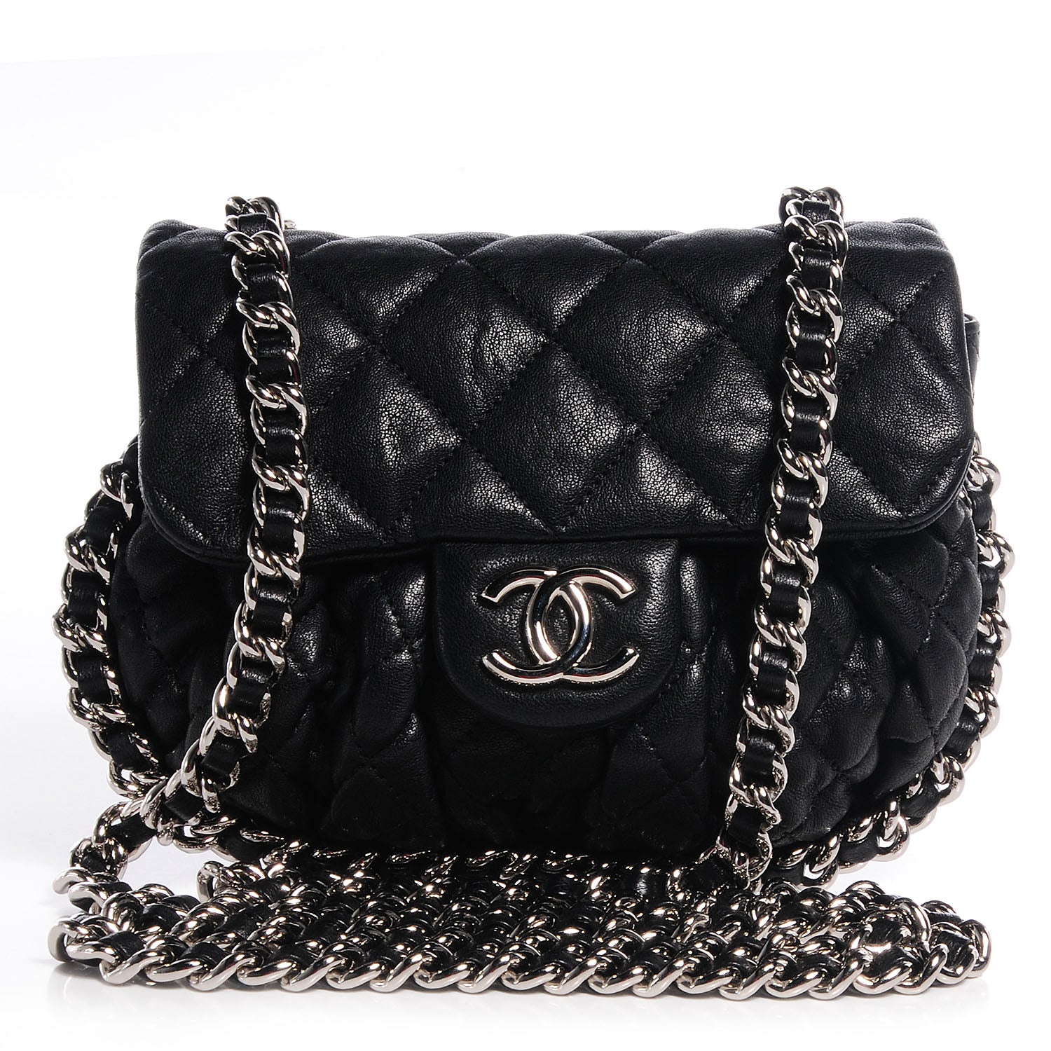 Chanel Washed Lambskin Mini Chain Around Messenger Black 1 of 7