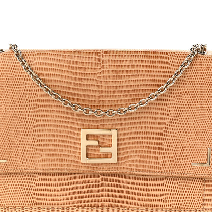 Fendi Calfskin Lizard Embossed Wallet on Chain Beige 9 of 11