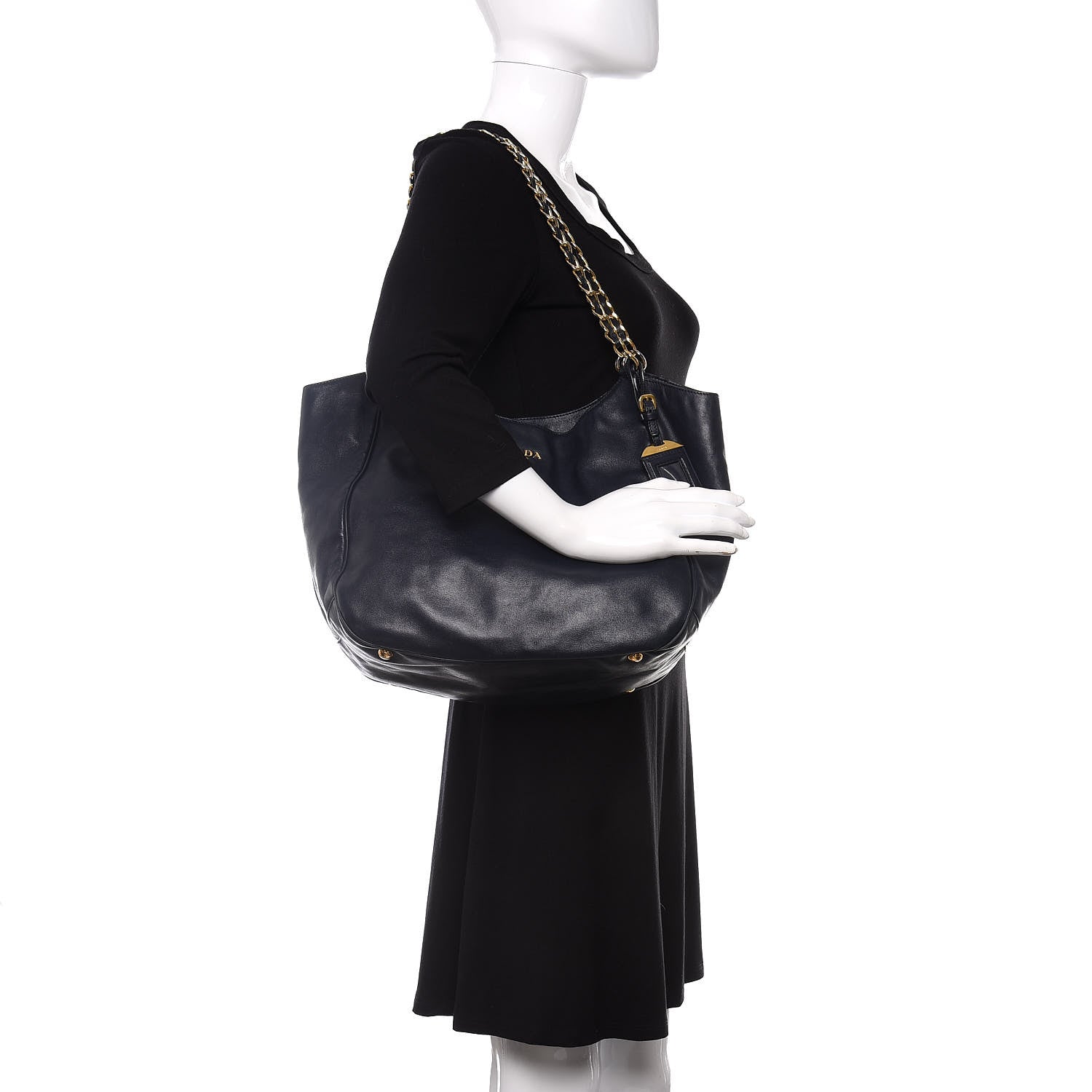Prada Soft Calf Chain Tote Baltico 2 of 16