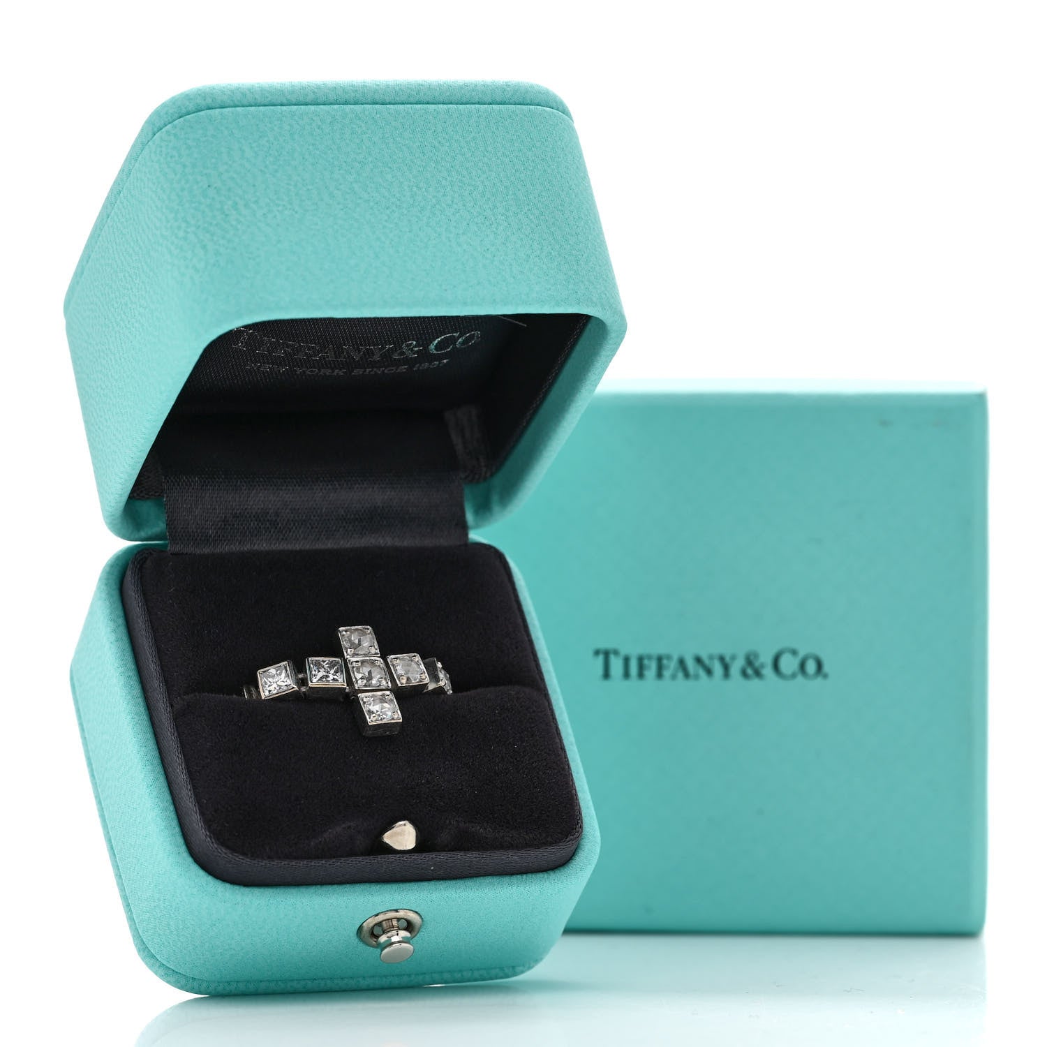 Tiffany 18K White Gold Diamond T Line Signature Ring 53 6.25 5 of 5