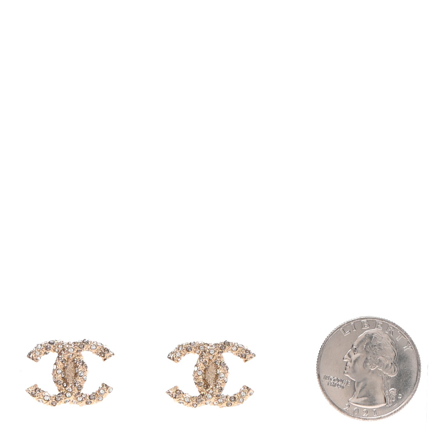 Crystal CC Earrings Light Gold