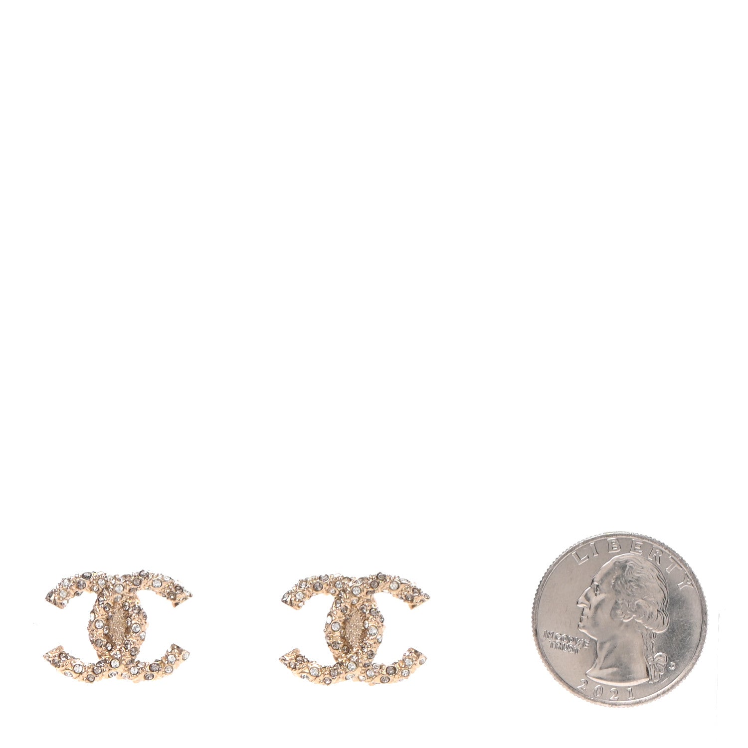 Chanel Crystal CC Earrings Light Gold 2 of 4