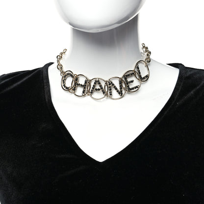 Chanel Lambskin Chain Logo Necklace Gold Black 1 of 5