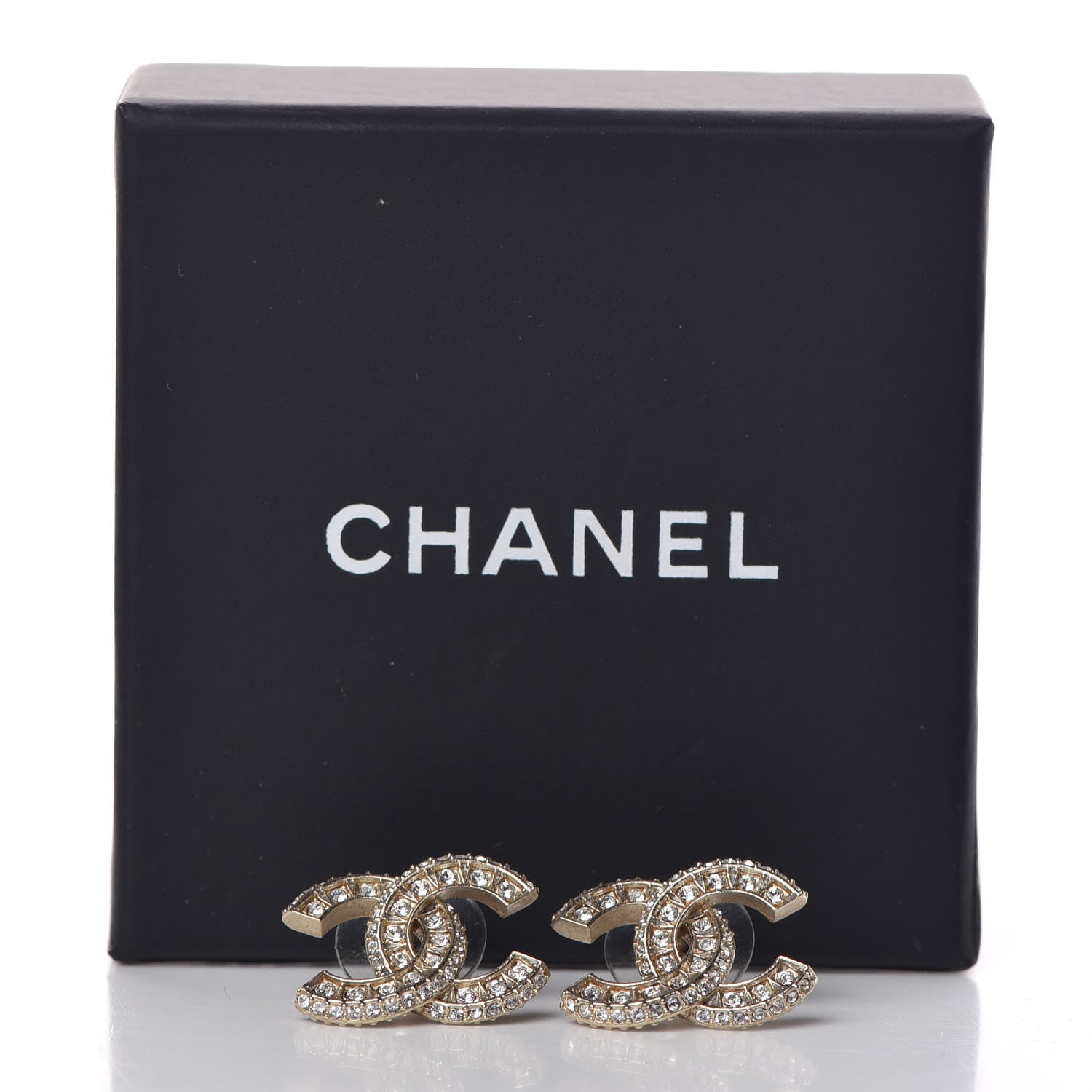 Chanel Crystal CC Earrings Gold 5 of 5