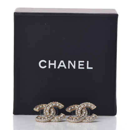 Chanel Crystal CC Earrings Gold 5 of 5