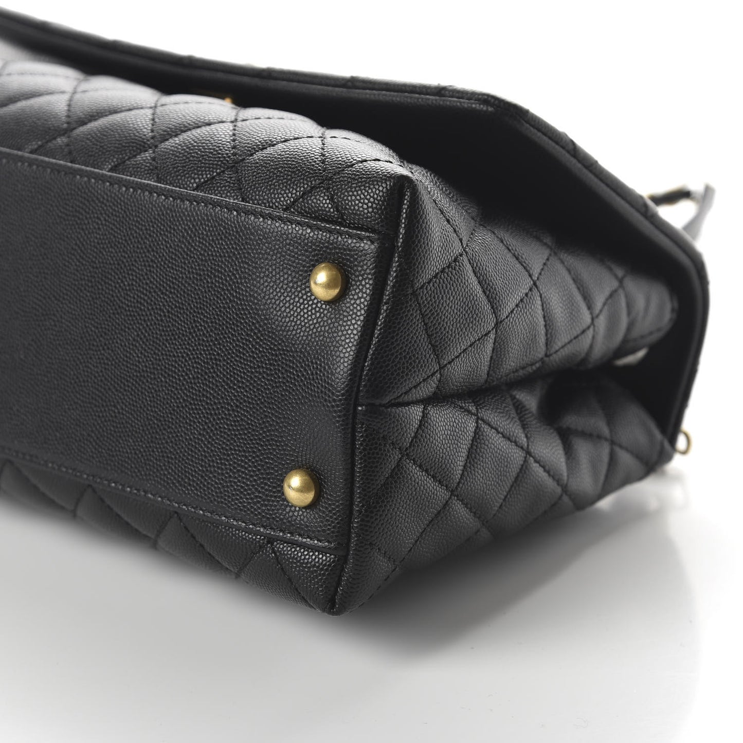 Caviar Lizard Quilted Small Coco Handle Flap Black