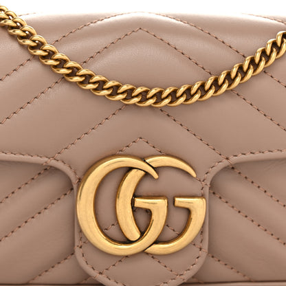 Gucci Calfskin Matelasse Super Mini GG Marmont Shoulder Bag Porcelain Rose 8 of 10