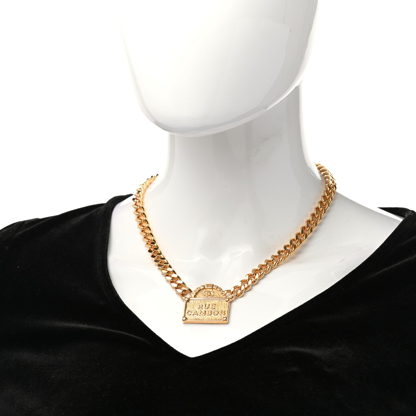 Metal Chain Link CC Rue Cambon Choker Necklace Gold