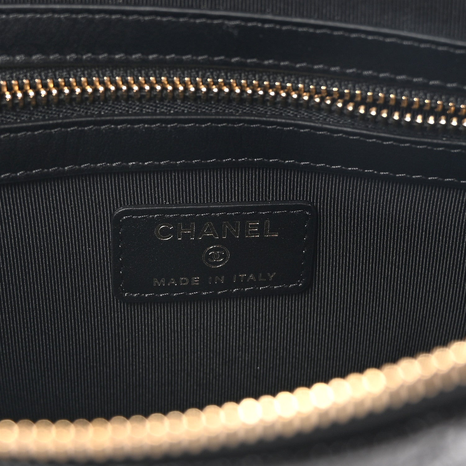 Chanel Calfskin Camellia Embossed Quilted Medium Cosmetic Case Black 6 of 7