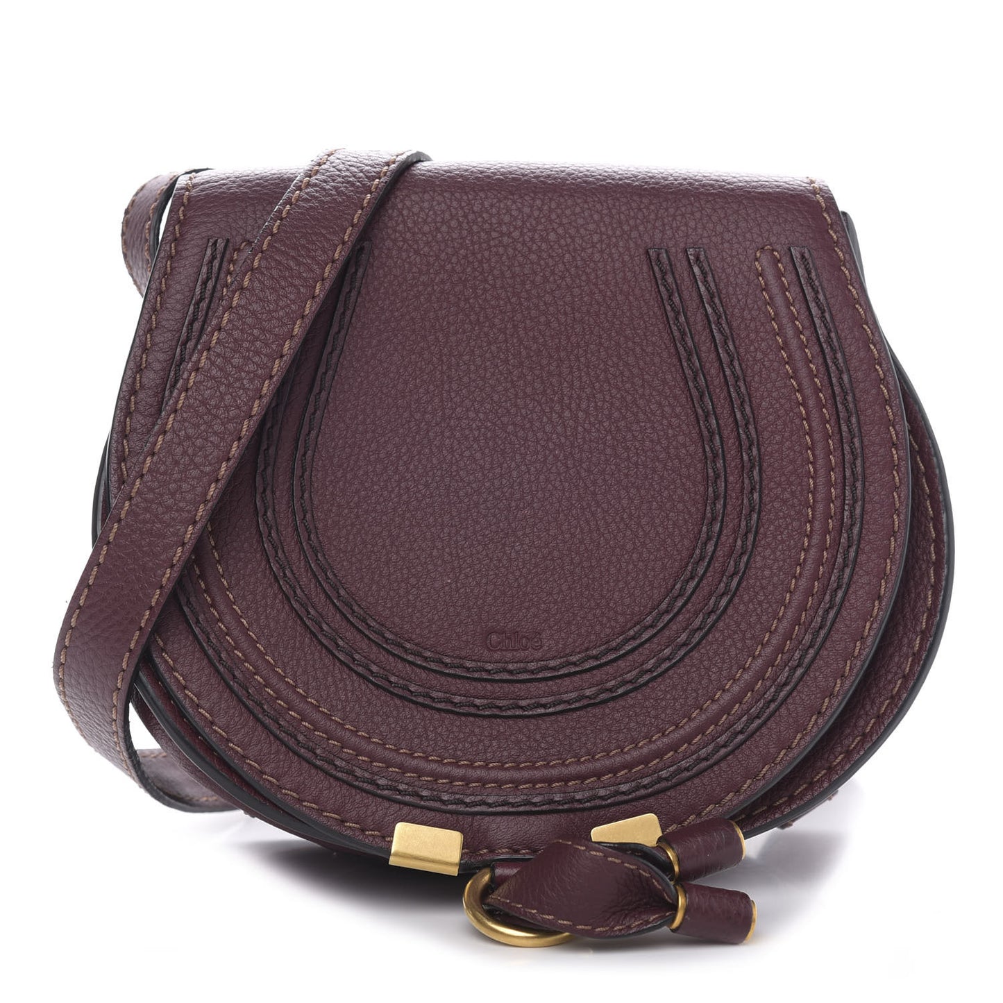 Calfskin Mini Marcie Round Crossbody Bag Dark Velvet