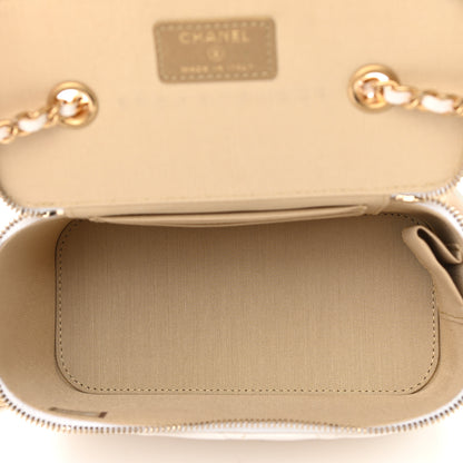Chanel Lambskin Quilted Pearl Crush Small Vanity Case With Chain White 5 of 11