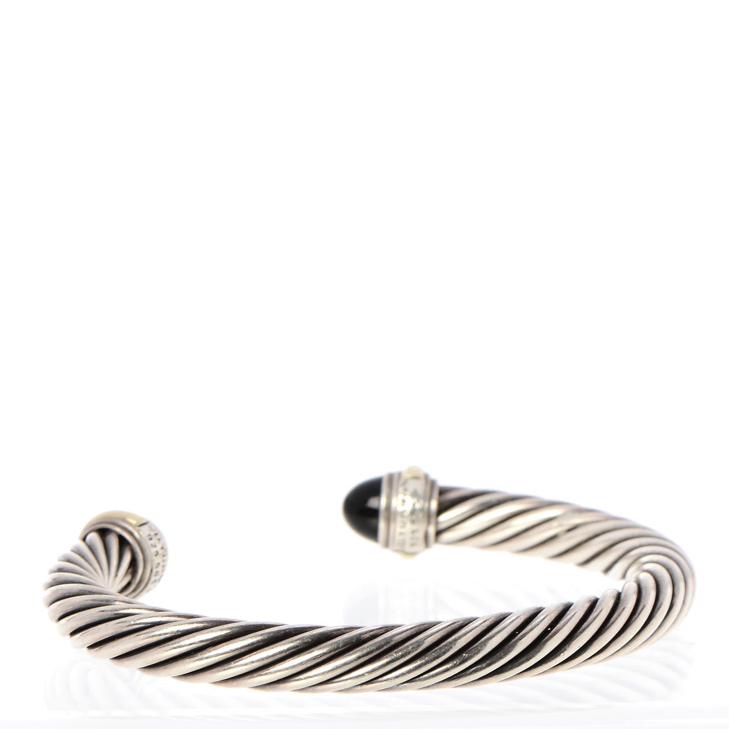 David Yurman Sterling Silver 14K Yellow Gold Black Onyx 7mm Cable Classics Bracelet 3 of 5