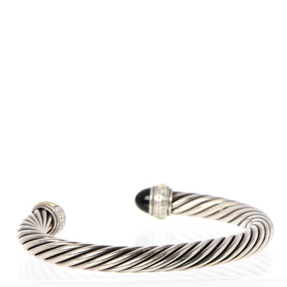 David Yurman Sterling Silver 14K Yellow Gold Black Onyx 7mm Cable Classics Bracelet 3 of 5
