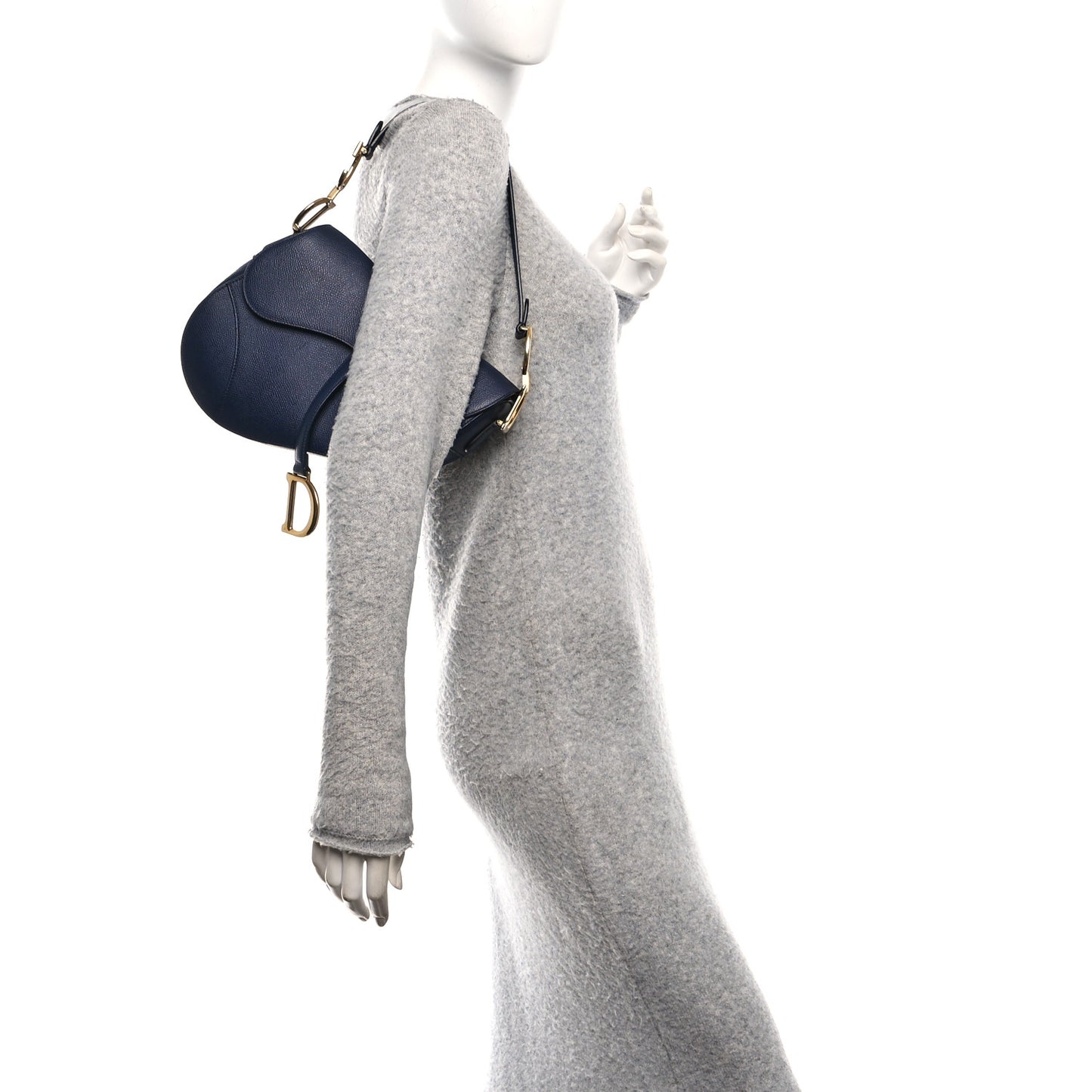 Grained Calfskin Saddle Bag Navy