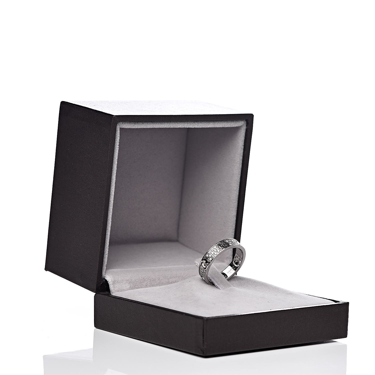 Gucci 18K White Gold Diamond Icon Stardust Band Ring 50 5.5 6 of 6