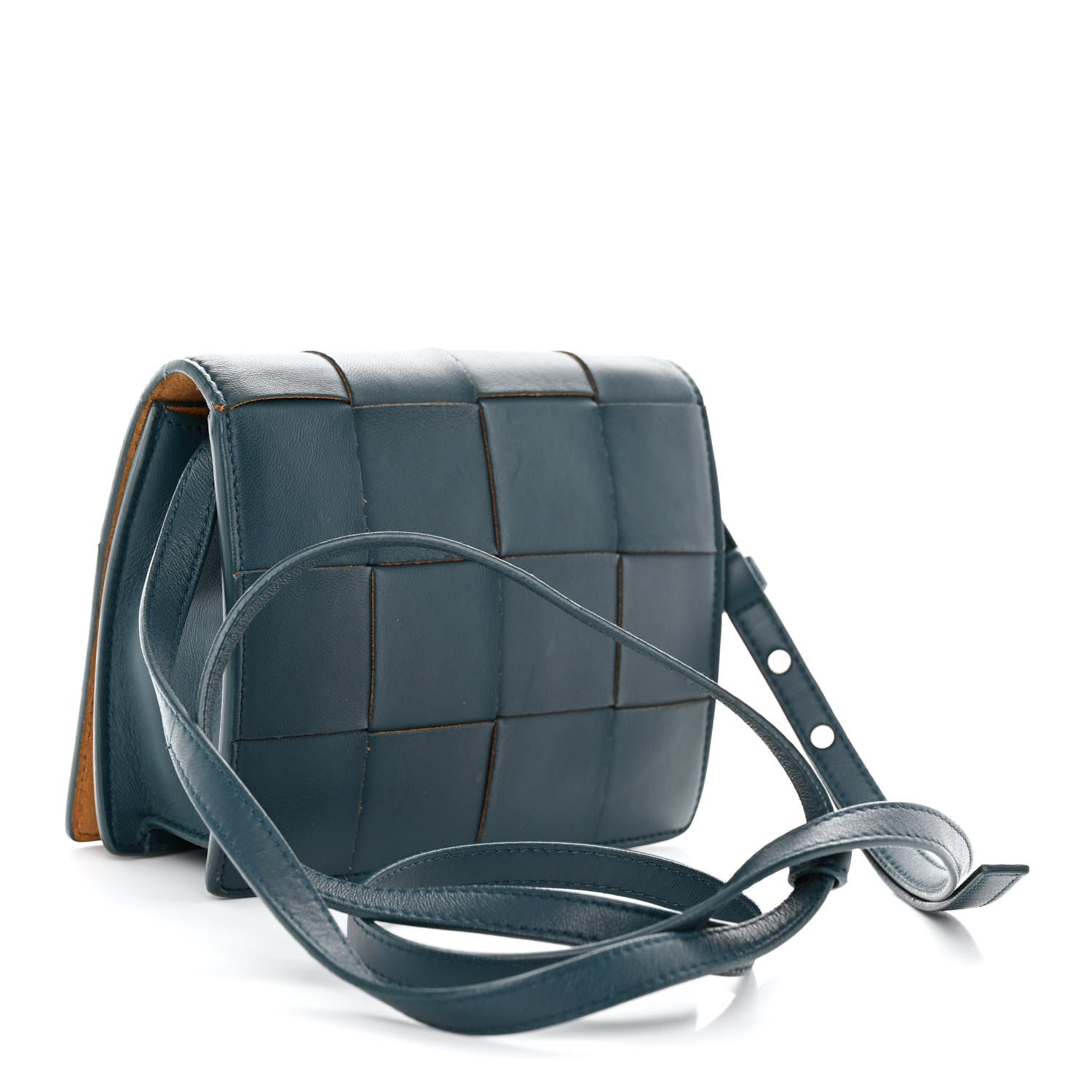 Bottega Veneta Lambskin Maxi Intrecciato Mini Cassette Crossbody Bag Petrol Blue 3 of 11