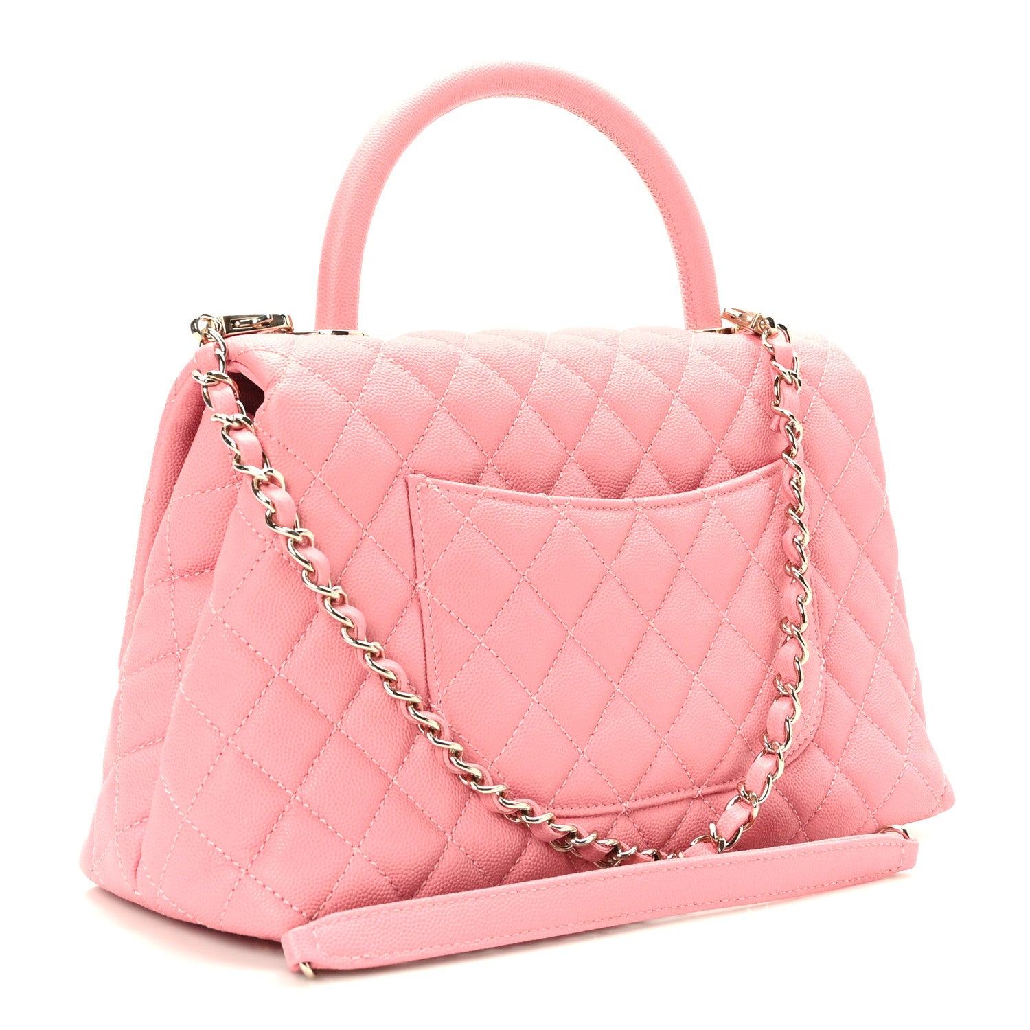 Chanel Caviar Quilted Small Coco Handle Flap Pink 3 of 9