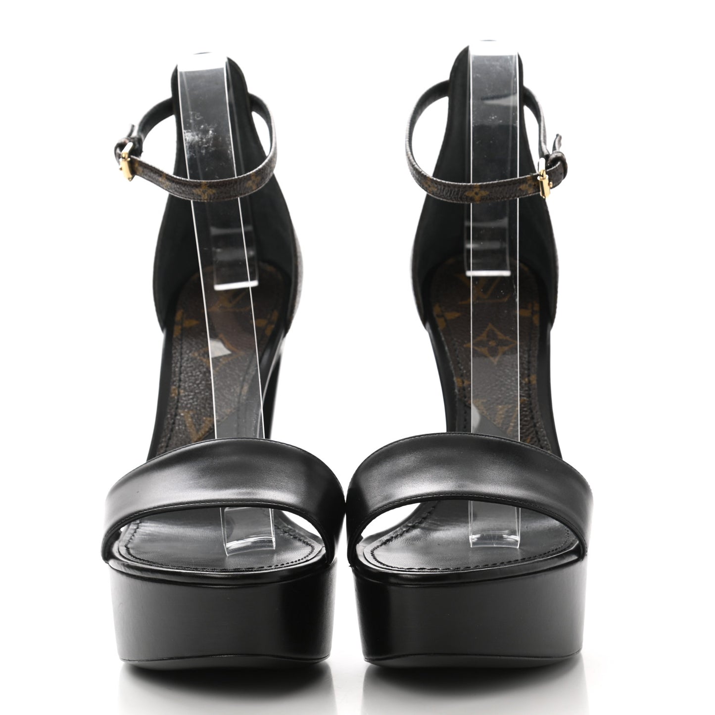 Patent Monogram Afterglow Platform Sandals 39 Black