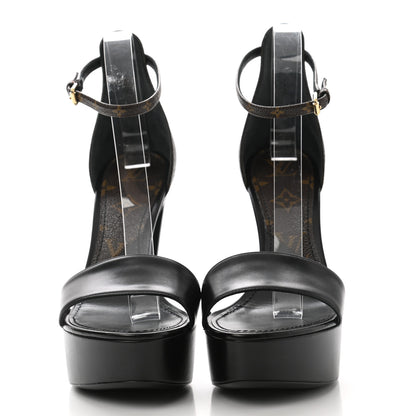 Louis Vuitton Patent Monogram Afterglow Platform Sandals 39 Black 2 of 8