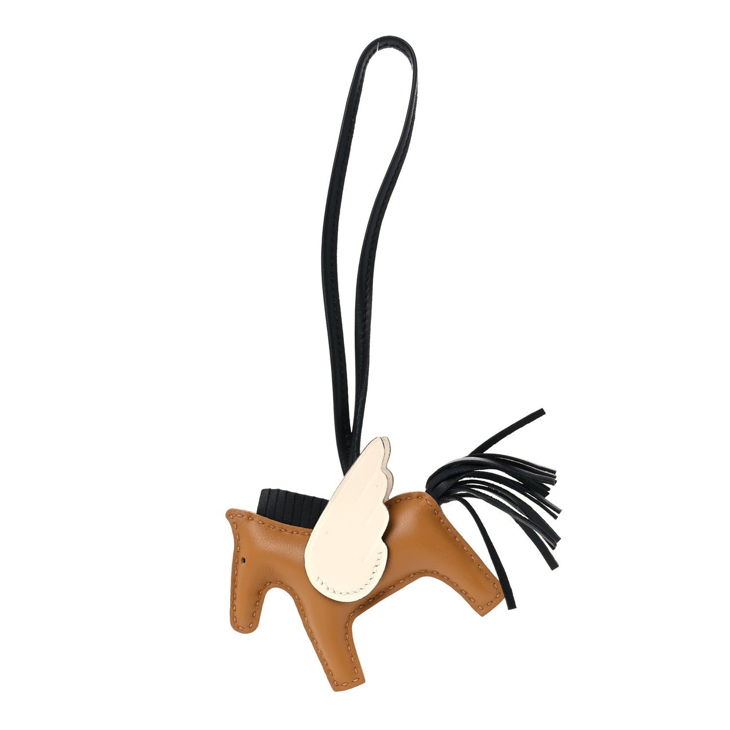 Milo Lambskin Grigri Rodeo Pegase Horse Bag Charm PM Sesame Black Nata
