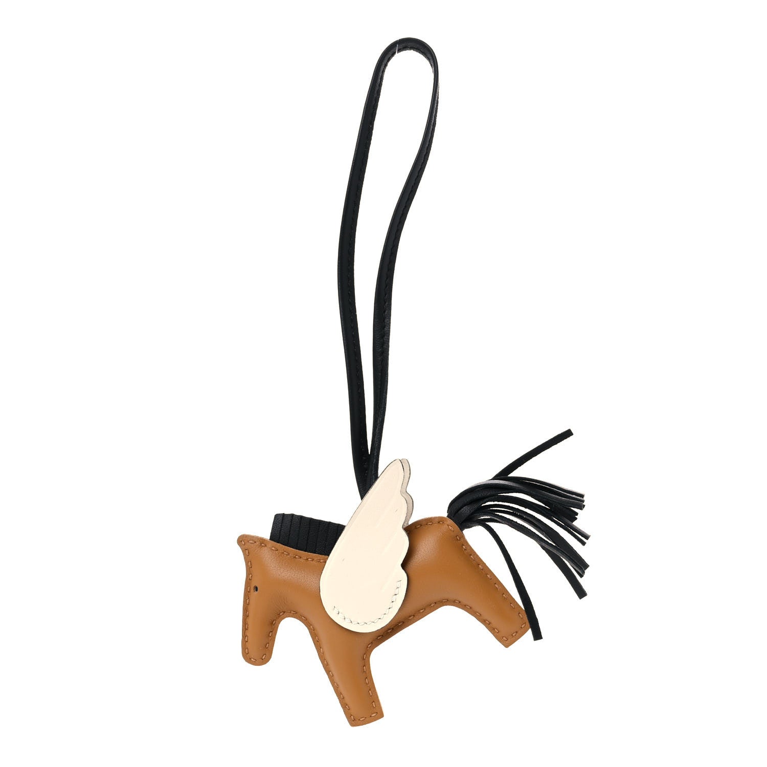 Hermes Milo Lambskin Grigri Rodeo Pegase Horse Bag Charm PM Sesame Black Nata 1 of 5