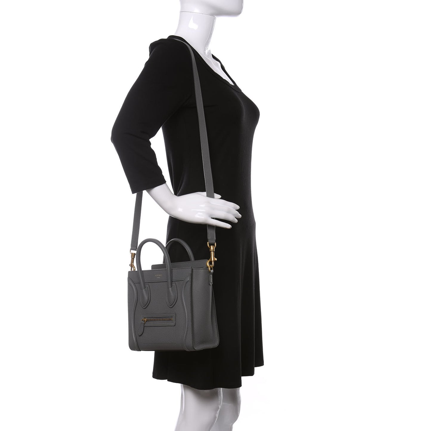 Drummed Calfskin Nano Luggage Kohl
