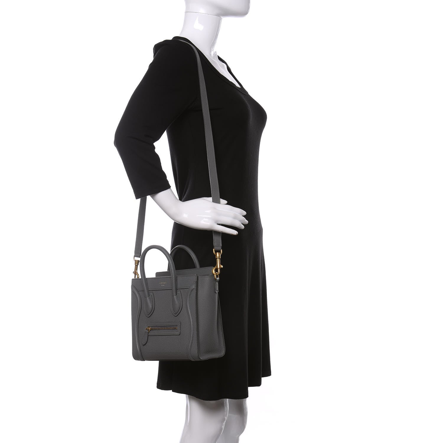 Celine Drummed Calfskin Nano Luggage Kohl 2 of 12