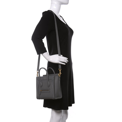 Celine Drummed Calfskin Nano Luggage Kohl 2 of 12