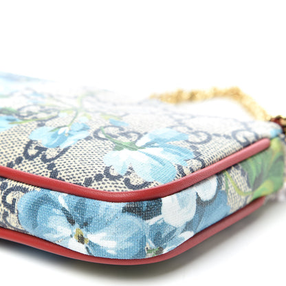 Gucci GG Supreme Monogram Blooms Mini Chain Bag Beige Blue Navy Hibiscus Red 6 of 11